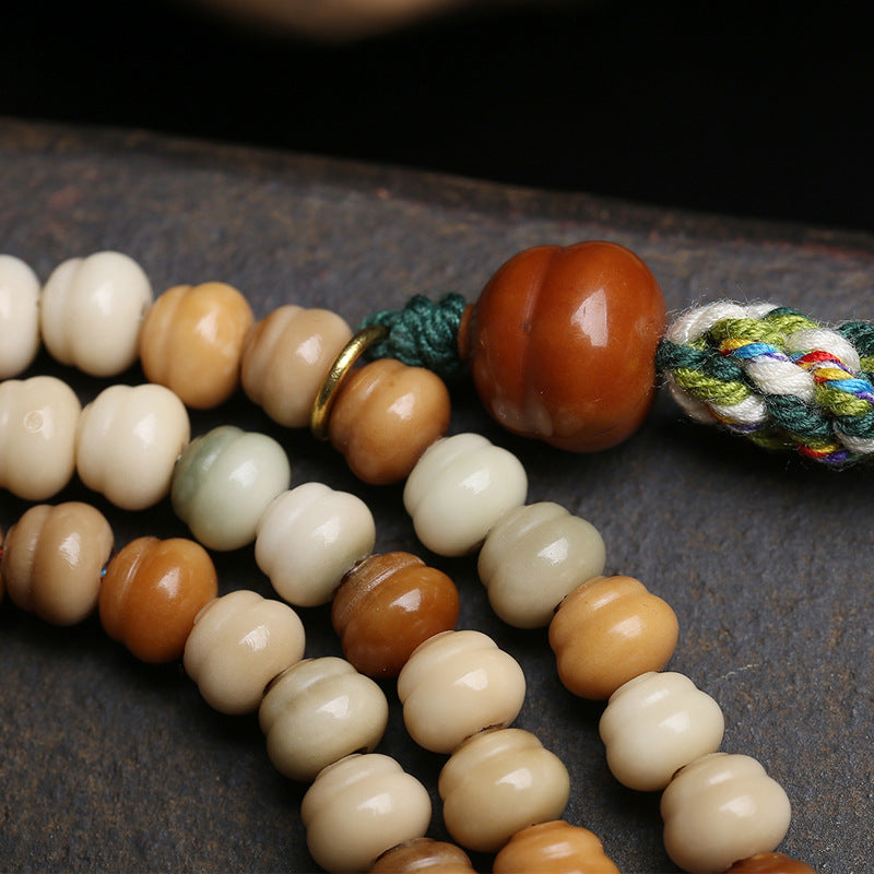 Natural Dragon Ridge Bodhi 108 Buddha Beads Multi-circle Bracelet Tibetan Wenwan Silver Tee Agate Monkey Head Gourd Accessories