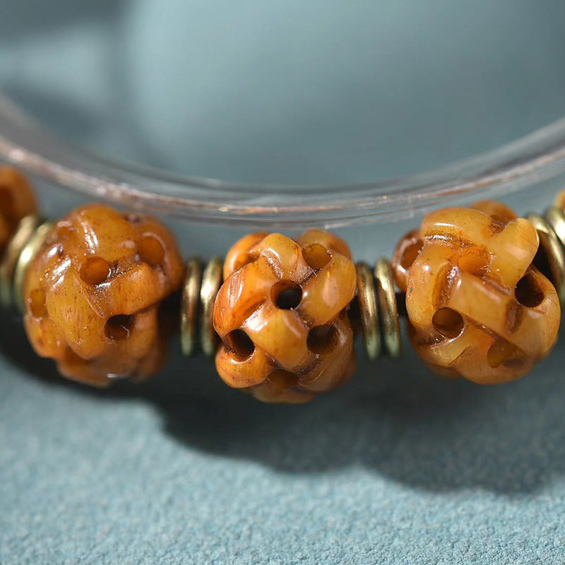 EverestArtstudios Camel Bone Openwork Dice Accent Bracelet
