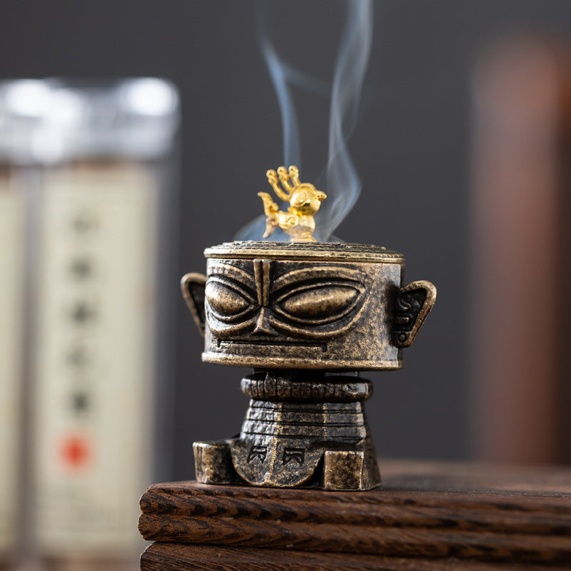 Sanxingdui Creative Indoor Small Xiangyun Disk Incense Burner Lucky Treasure Mini Hollow Aromatherapy Burner Ornament Incense Burner