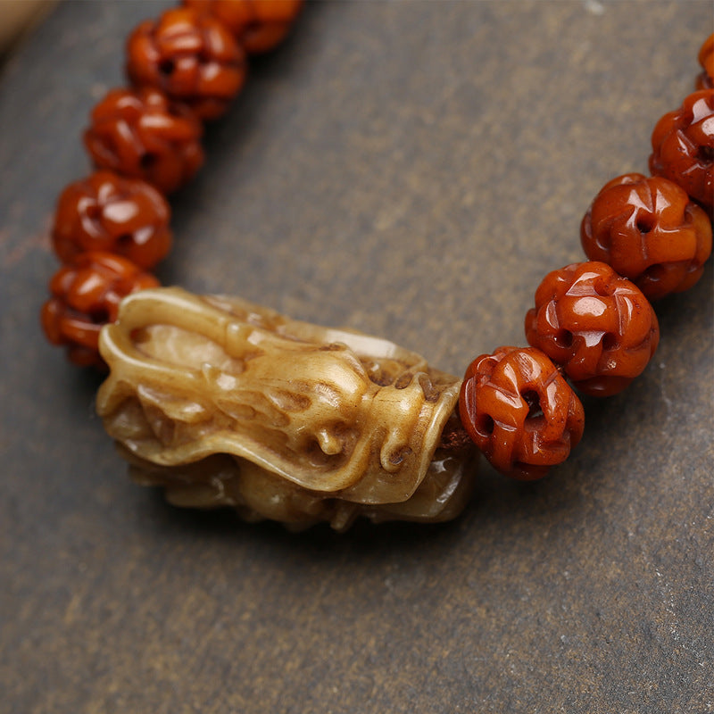 Tibetan return bone carving Passepartout 108 Buddha beads sweater chain Dapeng bird safety buckle feeder copper accessories