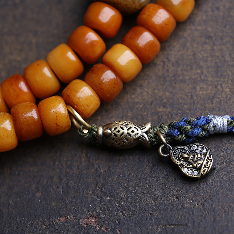 Tibetan return bone bucket beads 108 Buddha beads rosary beads Tianguan blessing pendant yak bone tee Dapeng bird accessories
