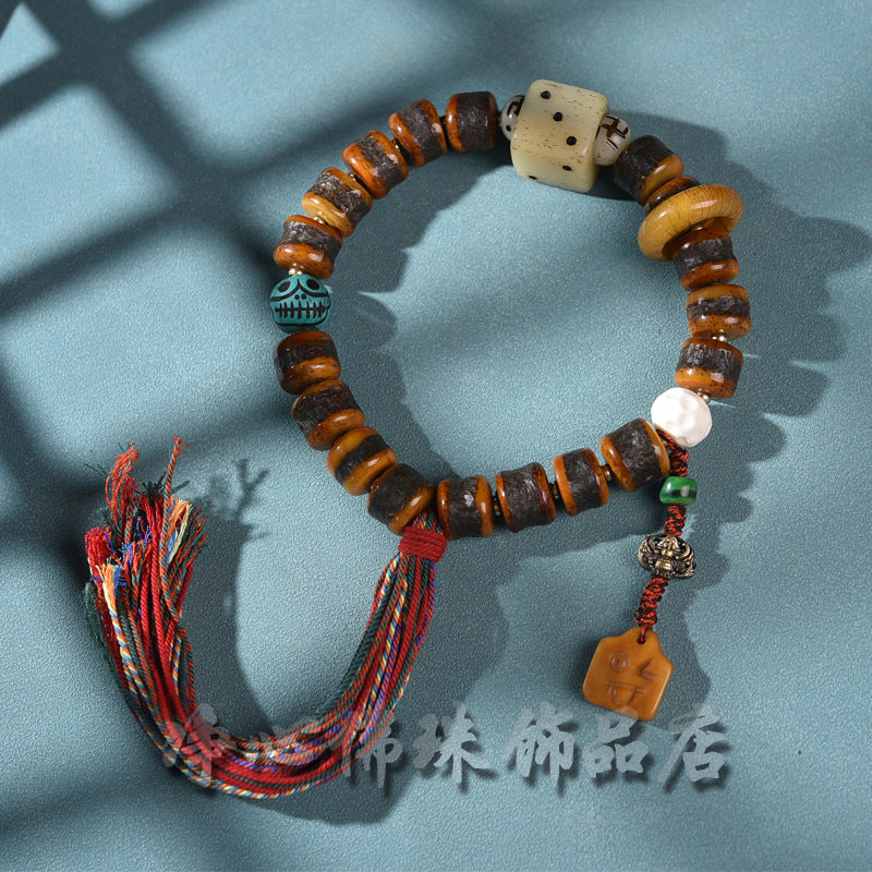 EverestArtstudios Yak Bone Beaded Antler Accent Bracelet