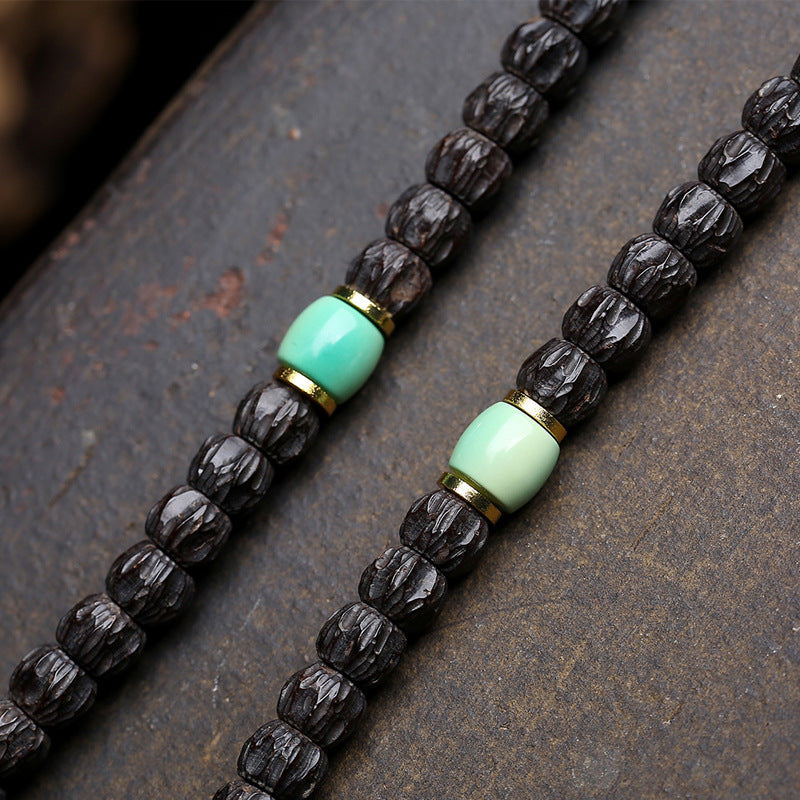 Natural coconut pedicle 18 Buddha beads rosary beads engraved passion seeds multi-ring bracelet agate tee clip return bone accessories