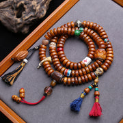 108 Buddha beads, handmade copper inlaid yak bone, Dumby tee swallowing glazed accessories.