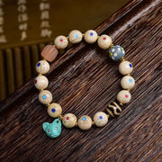 EverestArtstudios Multicolor Inlay Agate Dzi-Style Bead Bracelet