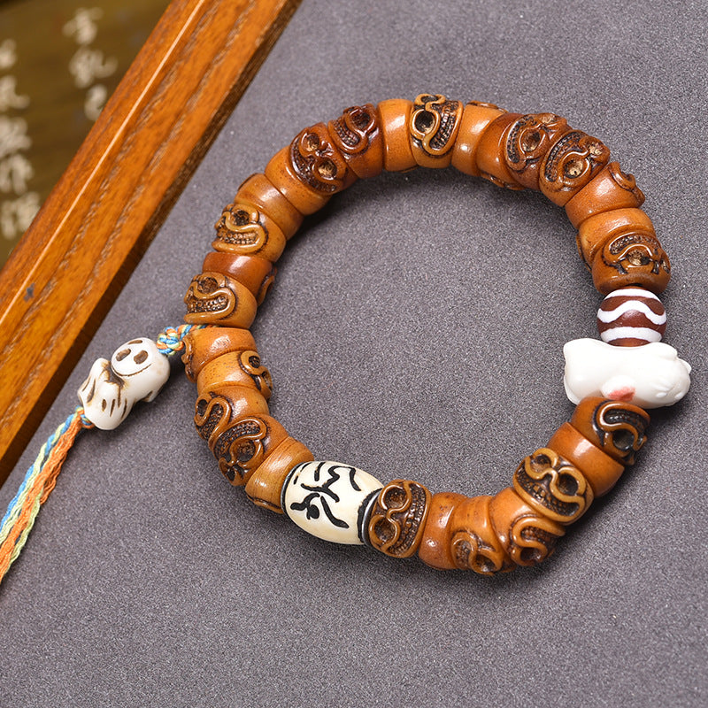 EverestArtstudios Bone Carved Motif Bead Bracelet