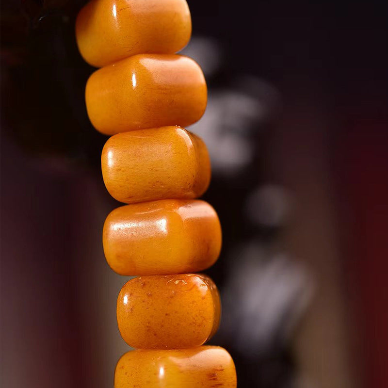 EverestArtstudios Camel Bone Sculpted Square Bead Bracelet