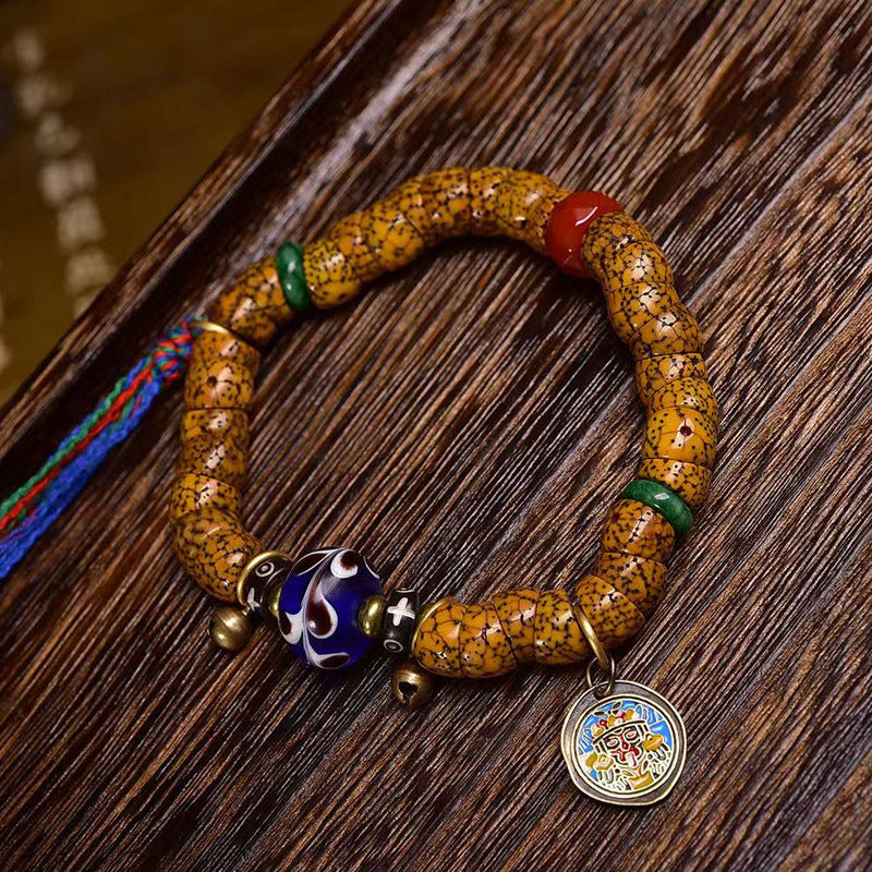 EverestArtstudios Xingyue Bodhi Seed Sculpted Bead Tassel Bracelet