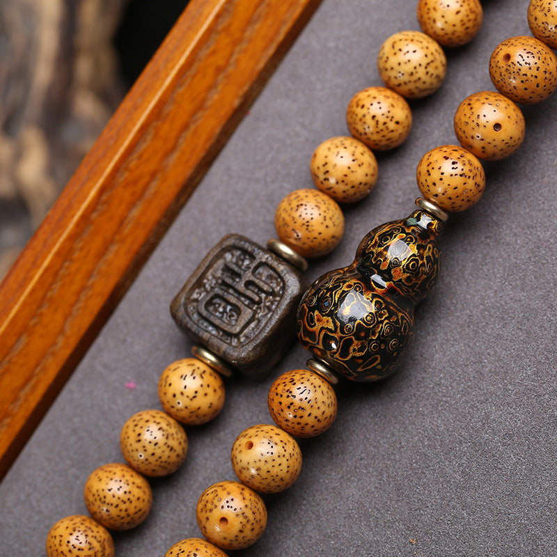 Tibetan Wenwan Natural Star Moon Bodhi Son 108 Buddha Beads Oblique Span Sweater Chain Opening Old Material High Density Old Seed