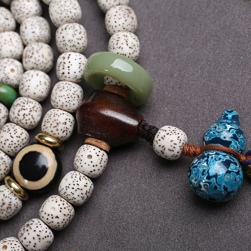 Natural Xingyue Bodhi bucket beads 108 Buddha beads diagonally across the sweater chain Tibetan cultural and play Guochao literary and artistic fringed rosary beads