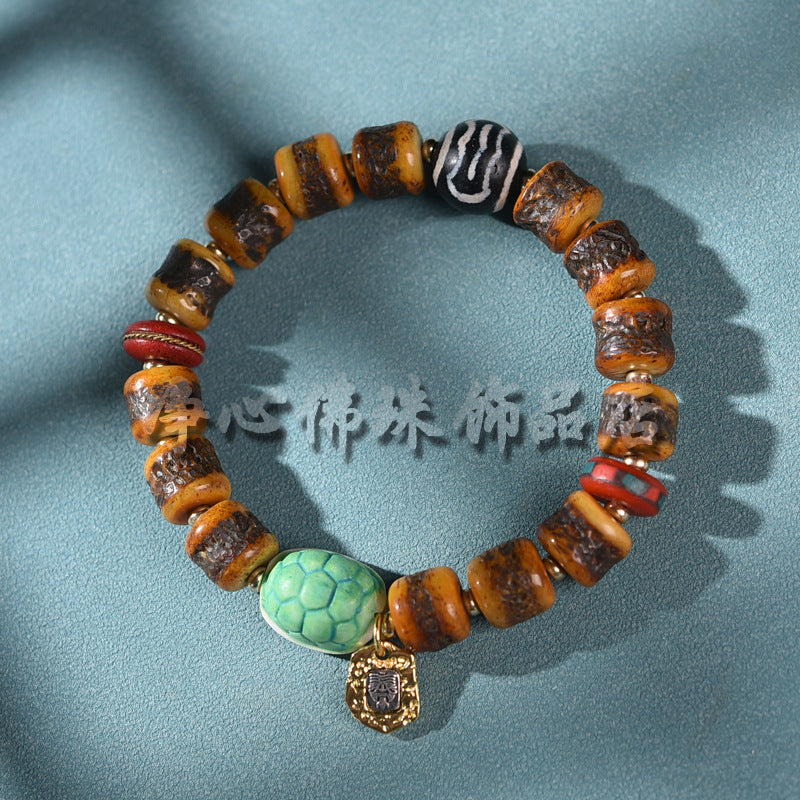 EverestArtstudios Yak Bone Beaded Antler Accent Bracelet