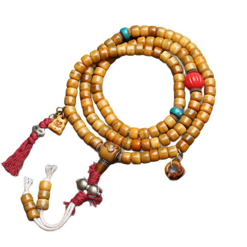 Tibetan return yak bone bucket beads 108 Buddha beads plate play beaded agate line beads dzi beads copper Gawu box accessories