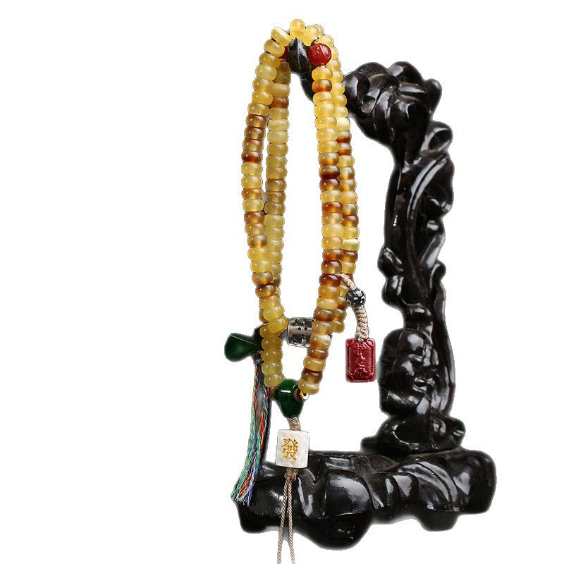 Natural mountain turtle golden armor plate beads 108 Buddha beads multi-ring bracelet cinnabar safe agate paper beads accessories