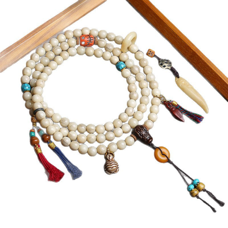 Tibetan Wenwan Buddha Beads 108 original bone old bone neck hanging reflux bone safety buckle scorpion vajra pestle accessories wholesale