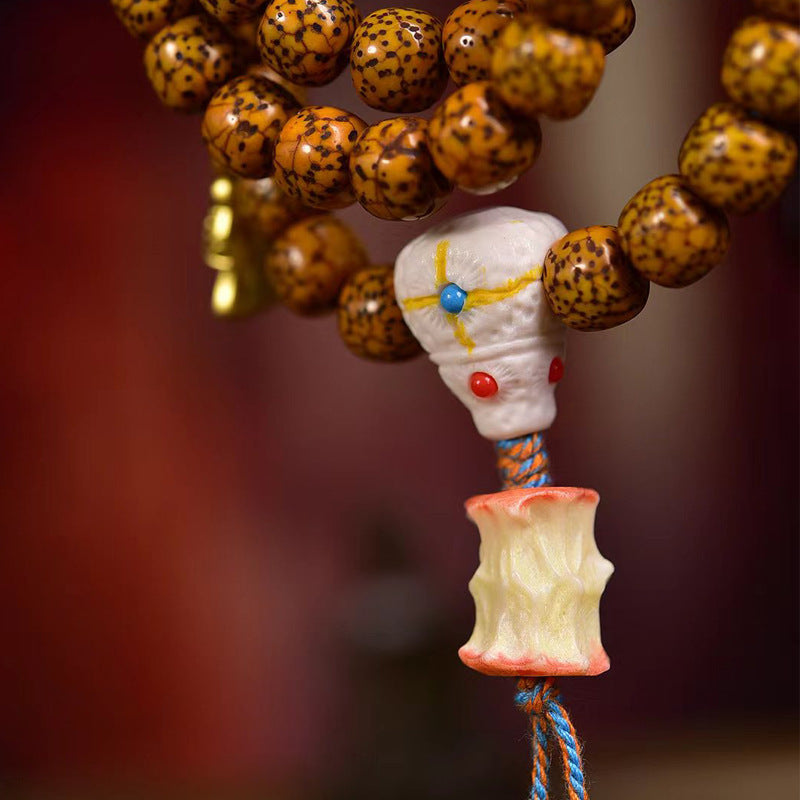 EverestArtstudios Natural Aged Crackled Hainan Xingyue Bodhi 108-Bead Mala