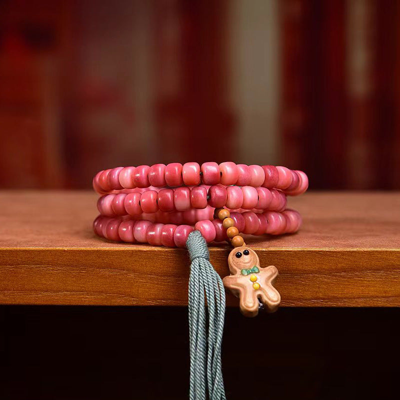 EverestArtstudios Natural Full-Blood Camel Bone 108-Bead Mala with Gingerbread Charm