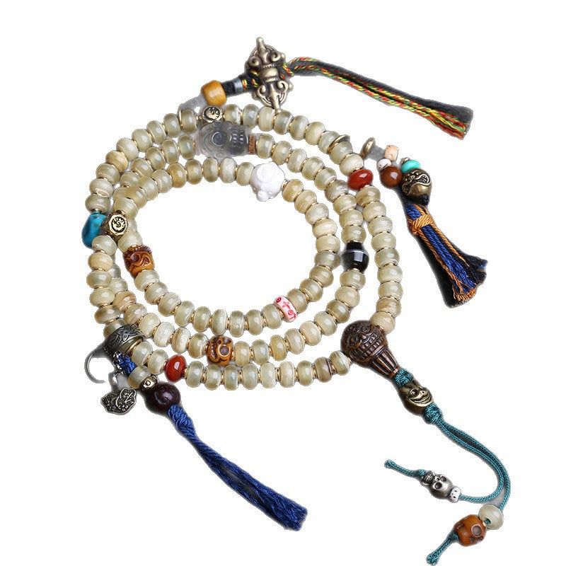108 Buddha Beads, Rosary Beads, Bamboo Silk Pattern Material, Corpse Dolin Copper, Adai Tassel Side Hanging Accessories in Tibetan Area