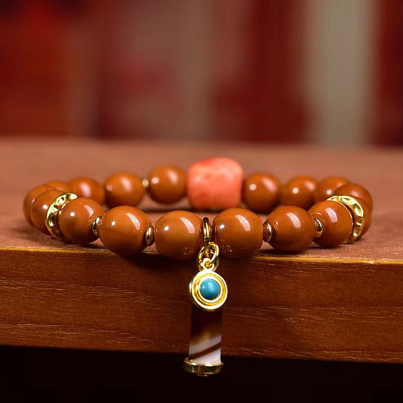 EverestArtstudios Monkey Head Bodhi Seed Banded Agate Bracelet