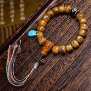 EverestArtstudios Yak Bone Multicolor Inlay Bead Bracelet