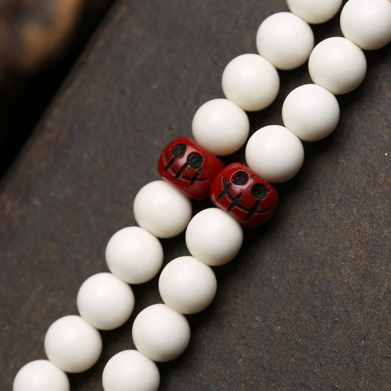 EverestArtstudios Antler 108-Bead Mala with Carved Accents and Fortune Charms