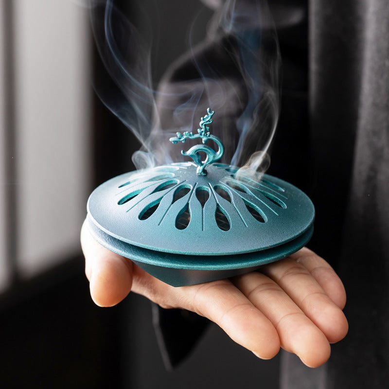 Zen incense burner auspicious deer plate incense burner household desktop tea ceremony ornament one deer incense with sandalwood agarwood plate incense burner