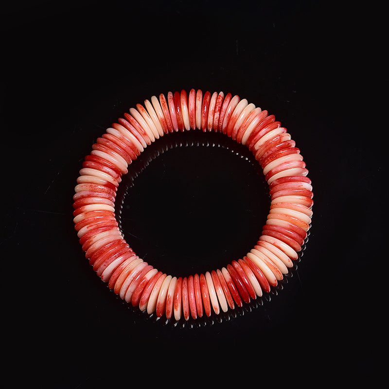EverestArtstudios Camel Bone Disc Bead Tassel Bracelet