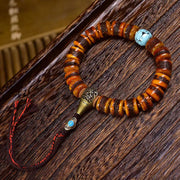 EverestArtstudios Yak Bone Barrel Bead Turquoise Accent Bracelet