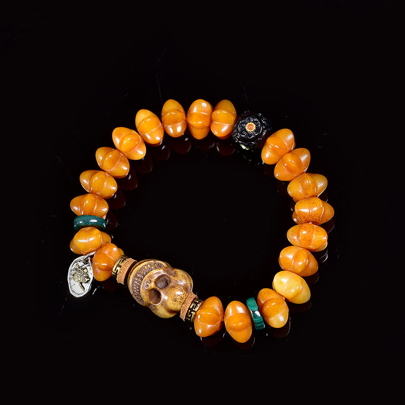 EverestArtstudios Camel Bone Dzi-Style Inlay Charm Bracelet