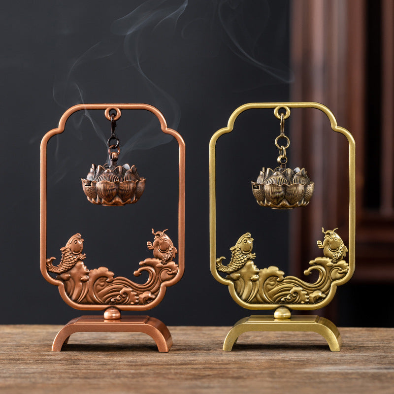 Yuyue Longmen Hanging Hanging Stove Creative Small Xiangyun Disk Incense Stove Tea Ceremony Ornament Retro Lotus Hanging Stove Hanging Ornament