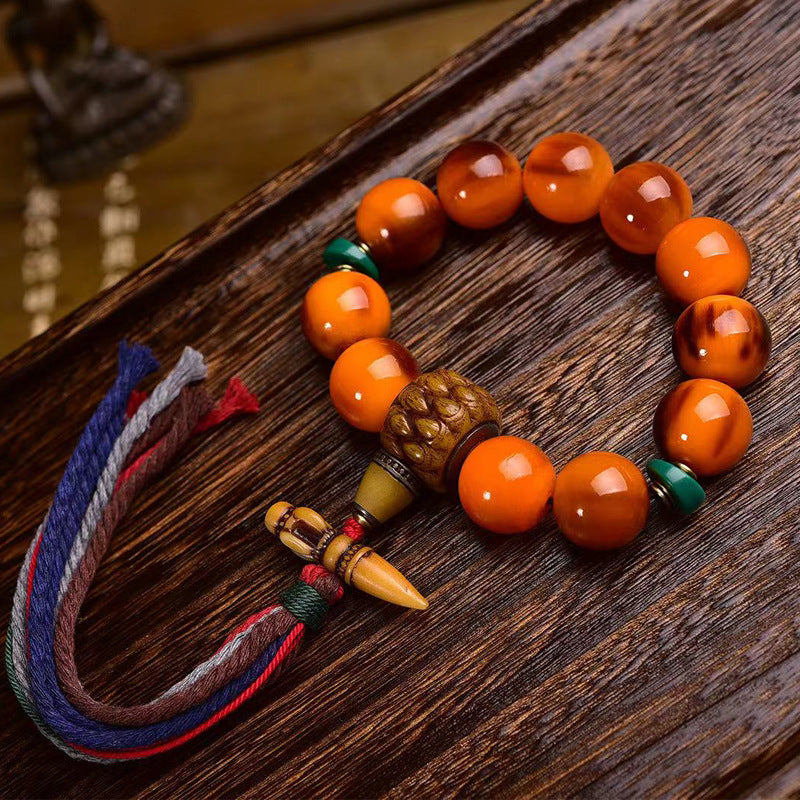 EverestArtstudios Reclaimed Turtle Textured Round Bead Bracelet