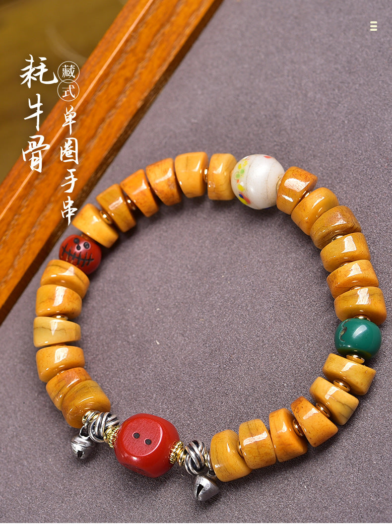 EverestArtstudios Bone Sculpted Bead Buddha Charm Bracelet