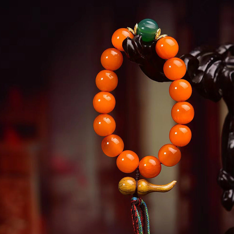 EverestArtstudios Reclaimed Golden Turtle Bead Tassel Bracelet