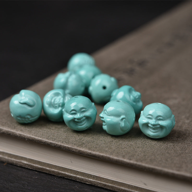 EverestArtstudios Hand-Carved Turquoise Buddha Head Mala Accessory