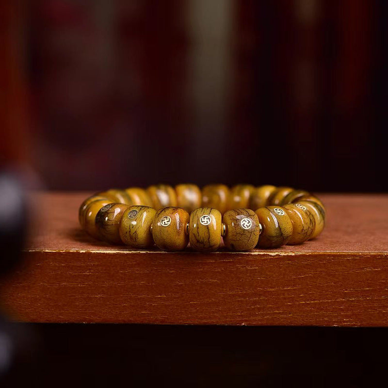 EverestArtstudios Bone Barrel Bead Copper Inlay Bracelet