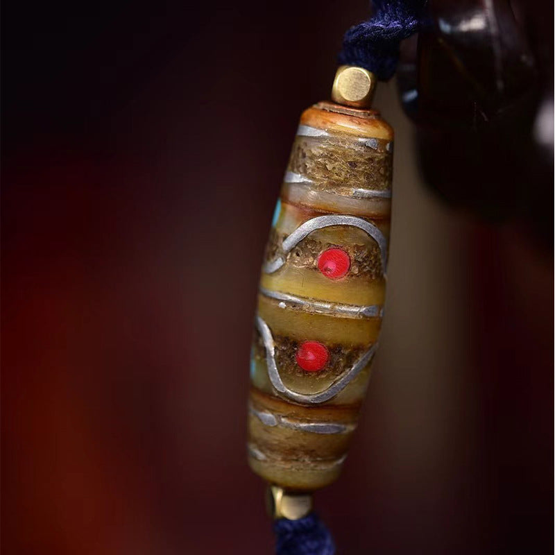 EverestArtstudios Bone Inlay Dzi-Style Woven Bracelet
