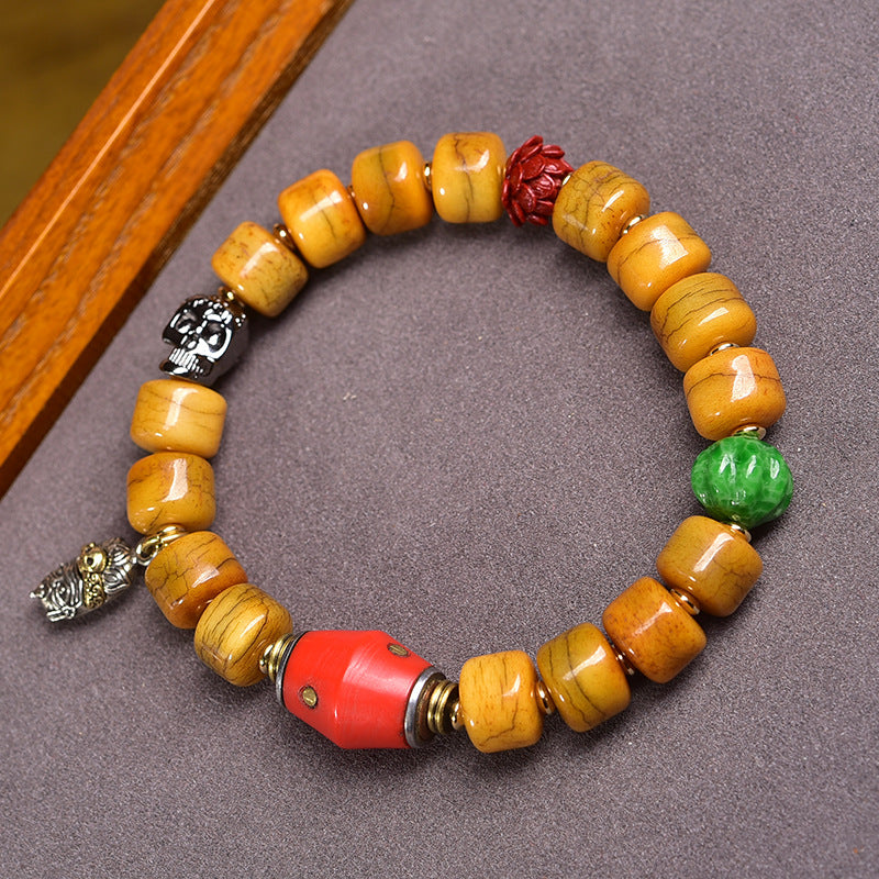 EverestArtstudios Bone Barrel Bead Color Accent Bracelet