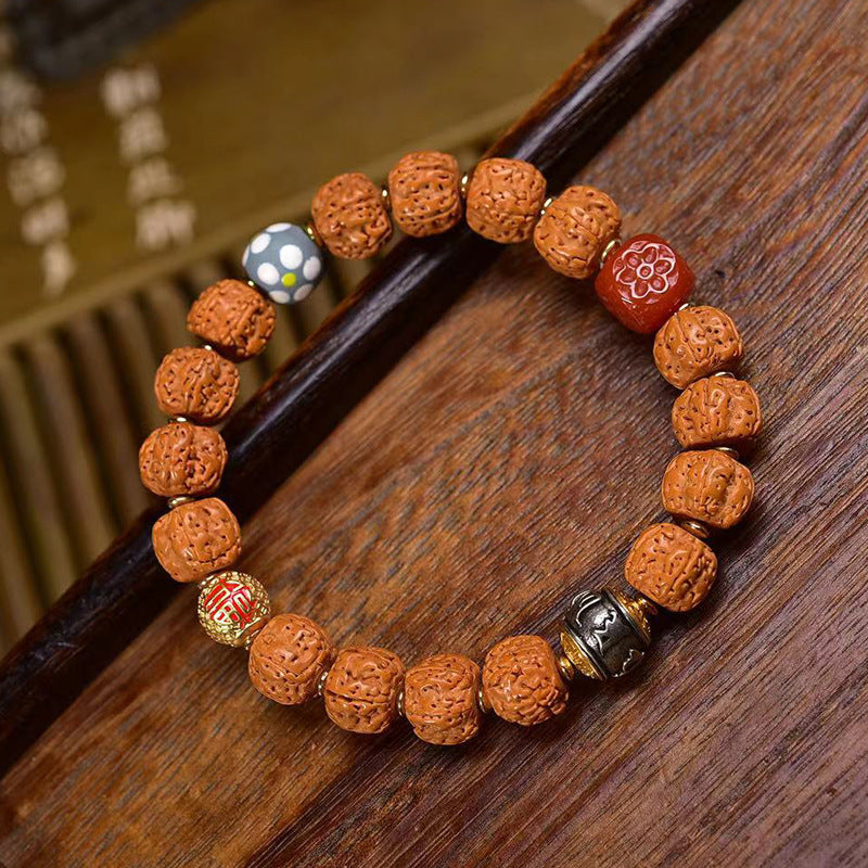 EverestArtstudios Vajra Bodhi Seed Agate Accent Bracelet