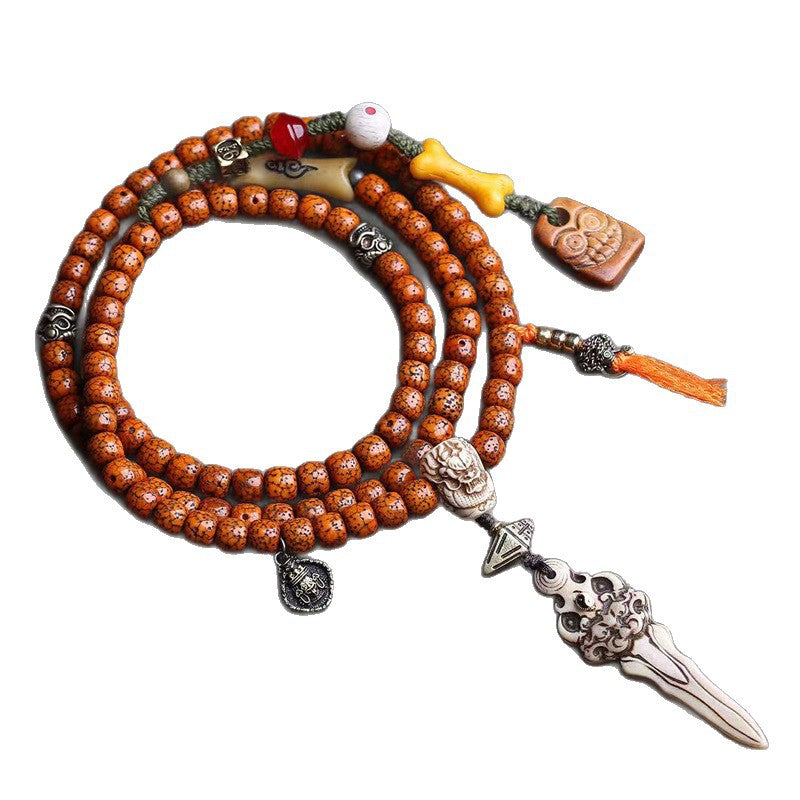 Natural Star Moon Bodhi Son 108 Buddha Beads Bucket Beads Return Opening Yak Bone Dragon Tee Copper Dapeng Bird Accessories