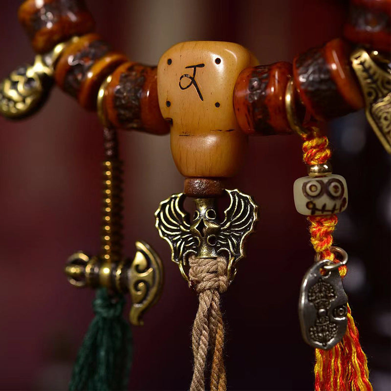 EverestArtstudios Bone Barrel Bead Copper Accent Bracelet
