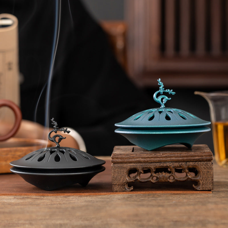 Zen incense burner auspicious deer plate incense burner household desktop tea ceremony ornament one deer incense with sandalwood agarwood plate incense burner