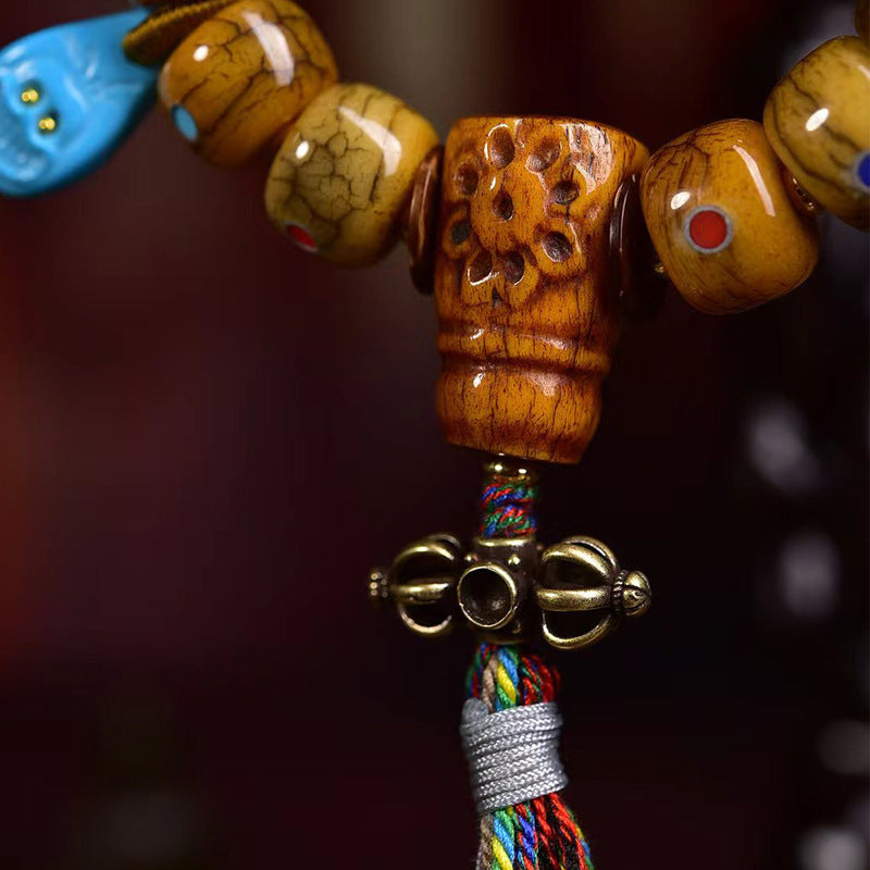 EverestArtstudios Yak Bone Multicolor Inlay Bead Bracelet