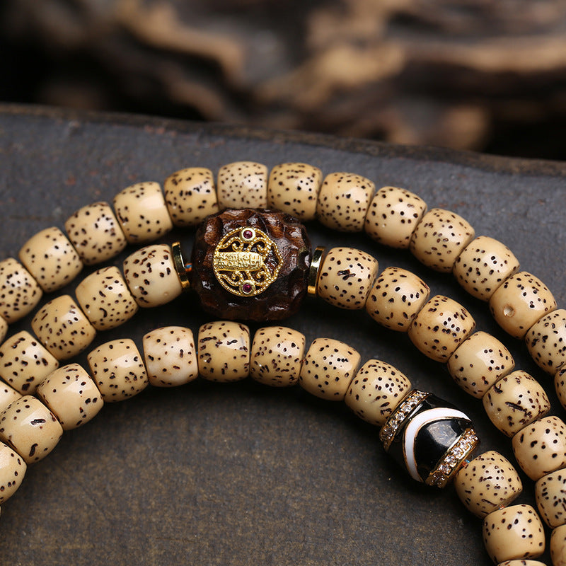Tibetan Wenwan Seed Character Manjushri Bodhisattva Thangka Pendant Sweater Chain Natural Star Moon Bodhi Son 108 Buddha Beads