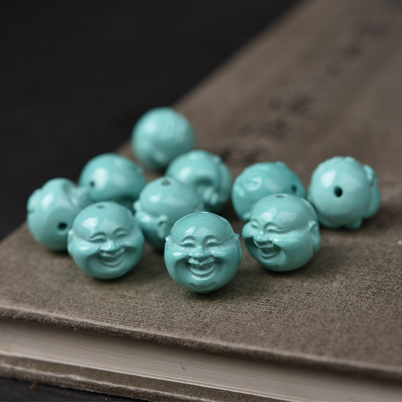 EverestArtstudios Hand-Carved Turquoise Buddha Head Mala Accessory