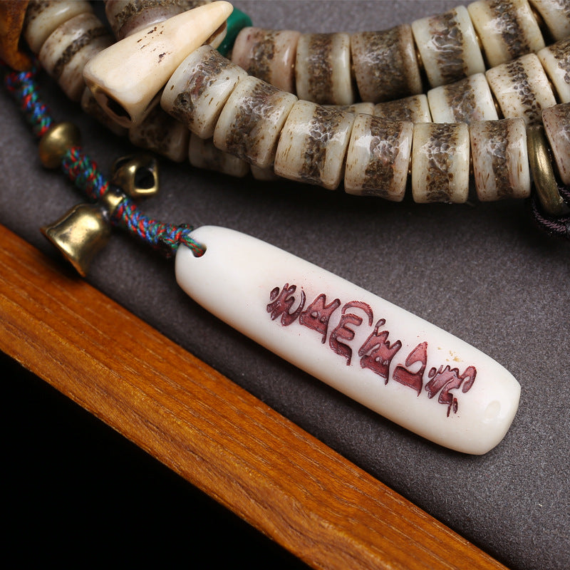 108 Buddhist beads, rosary beads, camel bone, tee gawu box, side hanging yak bone accessories.
