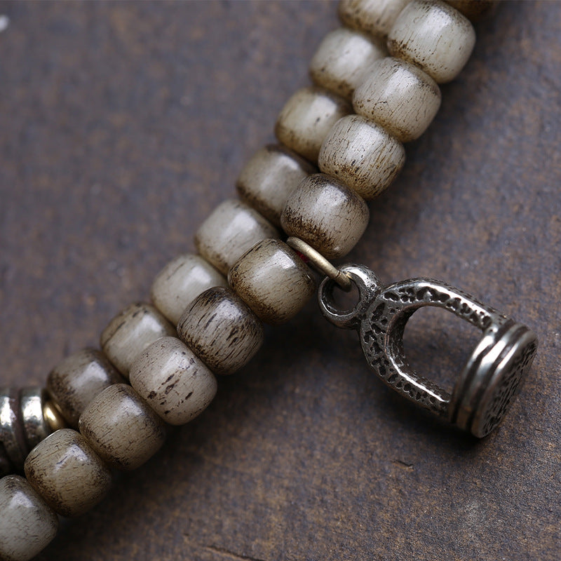 Tibetan reflux bone bucket beads 108 Buddha beads neck hanging old material copper nine-eye clip conch bucket beads accessories