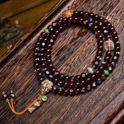 EverestArtstudios Natural Cinnabar-Finished Inlaid Xingyue Bodhi 108-Bead Mala