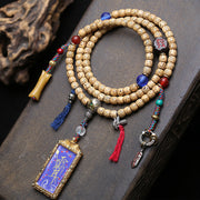 Tibetan Wenwan Rain Ear Thangka Pendant Neck Hanging Sandalwood Agate Accessories Natural Star Moon Bodhi 108 Buddha Beads