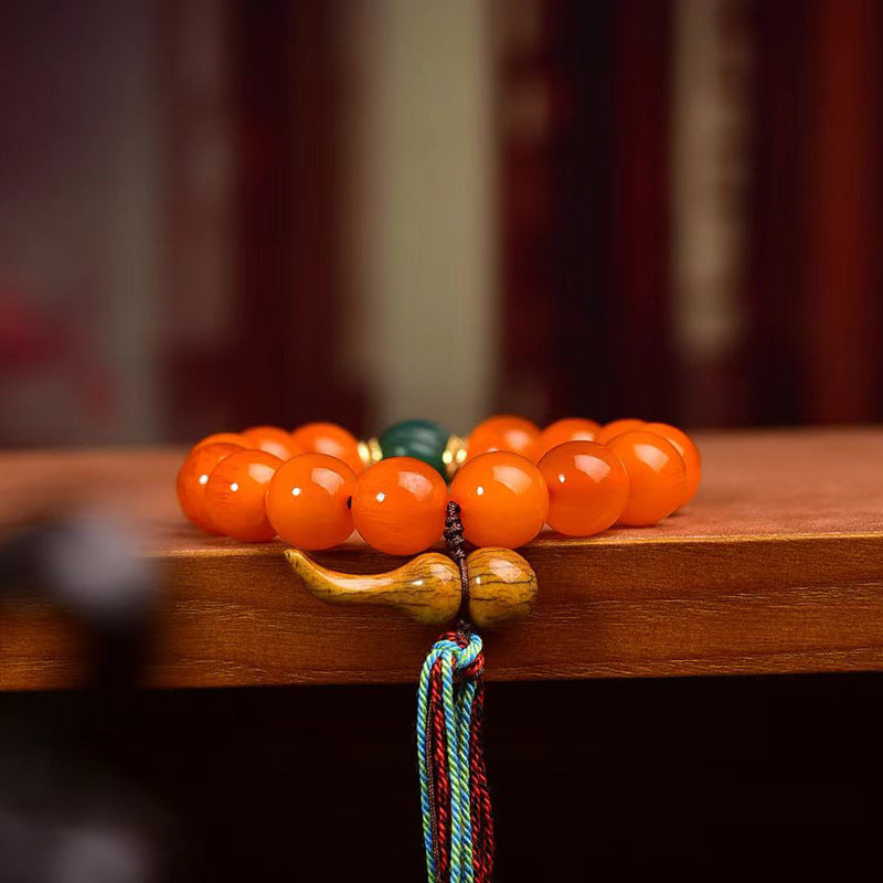 EverestArtstudios Reclaimed Golden Turtle Bead Tassel Bracelet