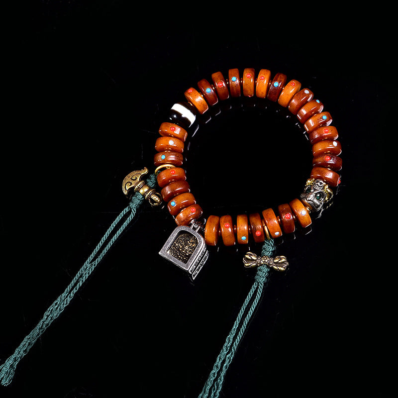 EverestArtstudios Camel Bone Tassel Cord Bracelet