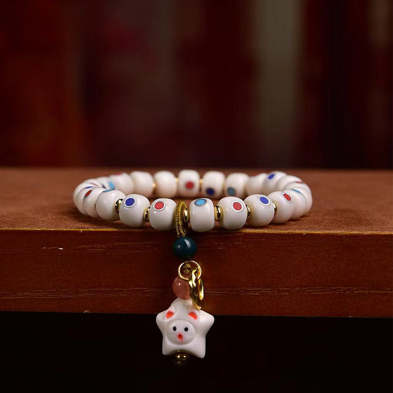 EverestArtstudios Yak Bone Multicolor Inlay Antler Charm Bracelet